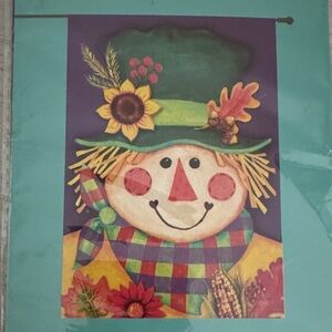 Rain or Shine Festive Scarecrow Large Porch Flag - Multicolor NWT